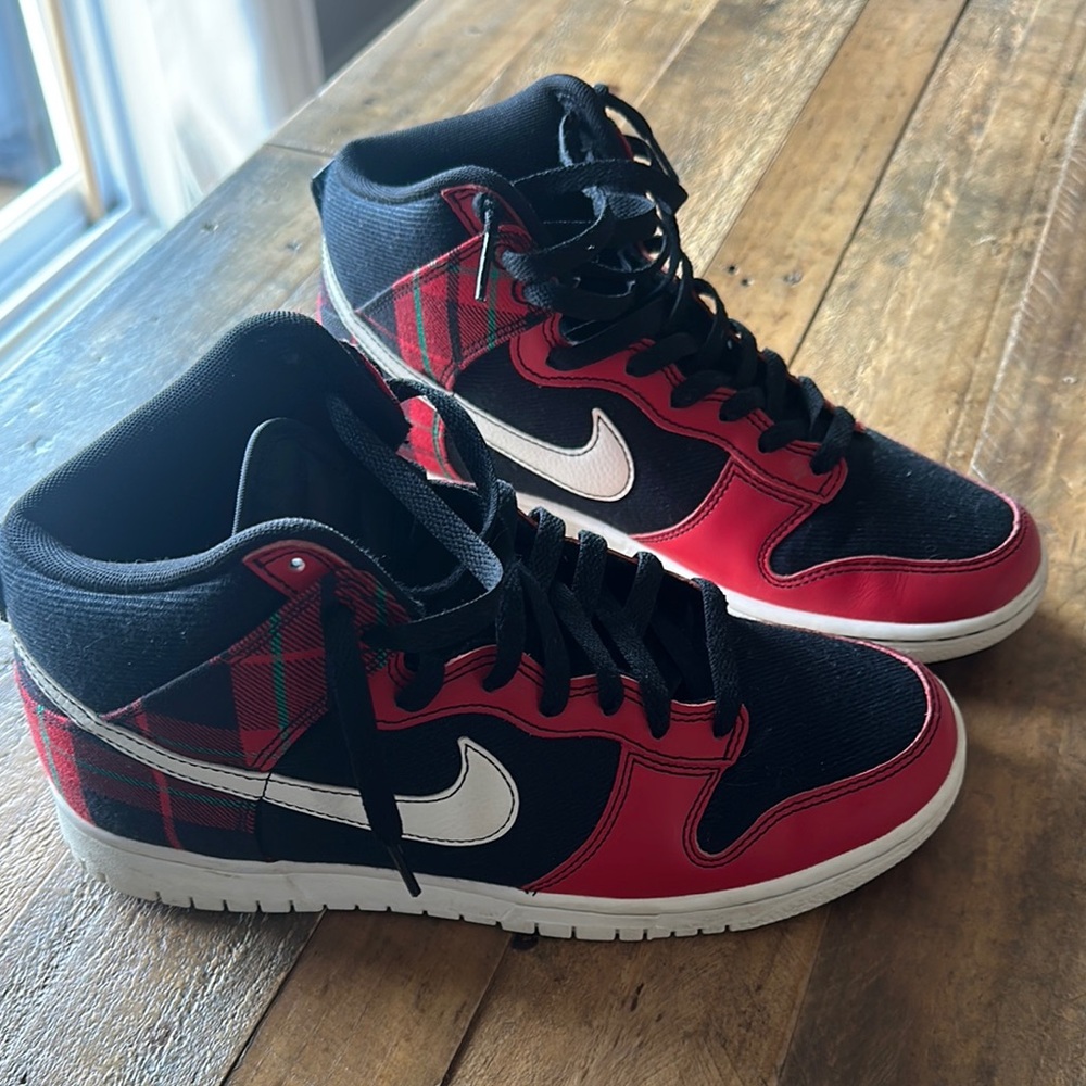 Red and Black High-Top Sneakers